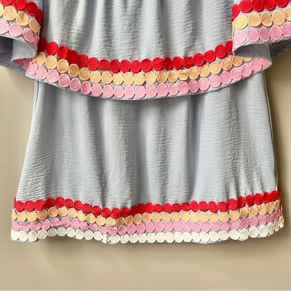 Entro Blouse Top Women's Small Ruffles Light Blue Feminine Coastal Beach Date - Picture 8 of 12